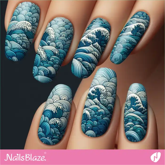 Storm Waves Nails Design | Save the Ocean Nails - NB3256